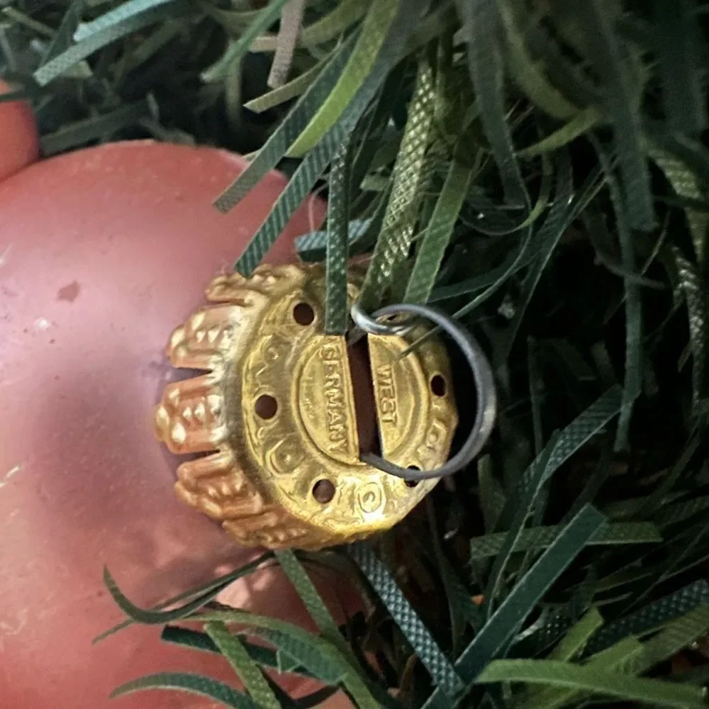 Vintage Christmas Ornaments Pink Gold Angel Holiday Wreath